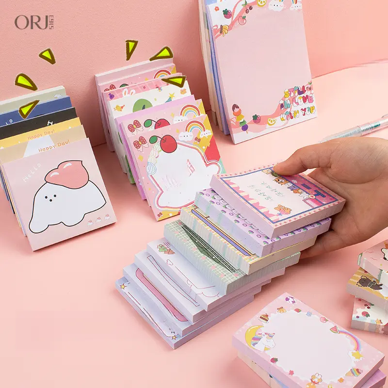 Premium Cartoon Easy-Clean Tearing Sticky Note Set - Bulk Pack, Aesthetic Decorative Memo Paper, Self-Adhesive Notepads, Back To School Planner Annotation Supplies For Students, Daily Use Desk Stationery