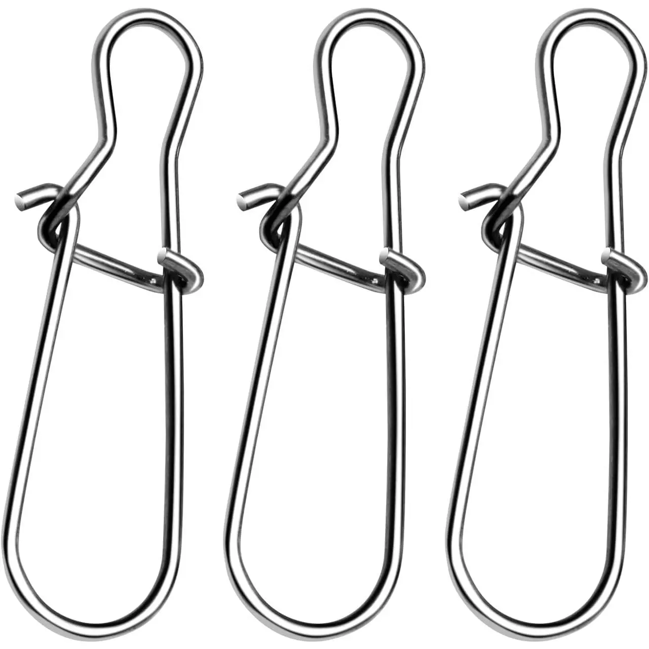 100 count Stainless Steel Duo Lock Snap Clip Swivel Lure Snaps Fishing Clips Swivels Fishing Tackle Kit Fishing Snaps Clip High Strength Fishing Gear Hooked Snap