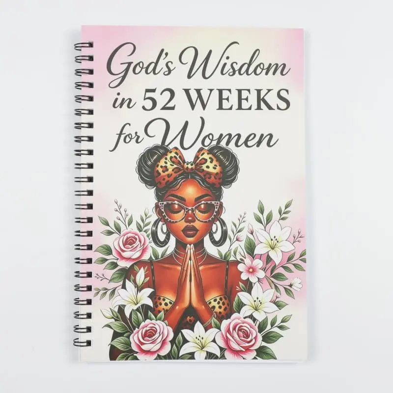 Floral Prayer Leopard Print Girl 52-Week Women's Growth Planner Coil Notebook, Life Planner Journal High Aesthetic Daily Weekly Journal Memo Pad