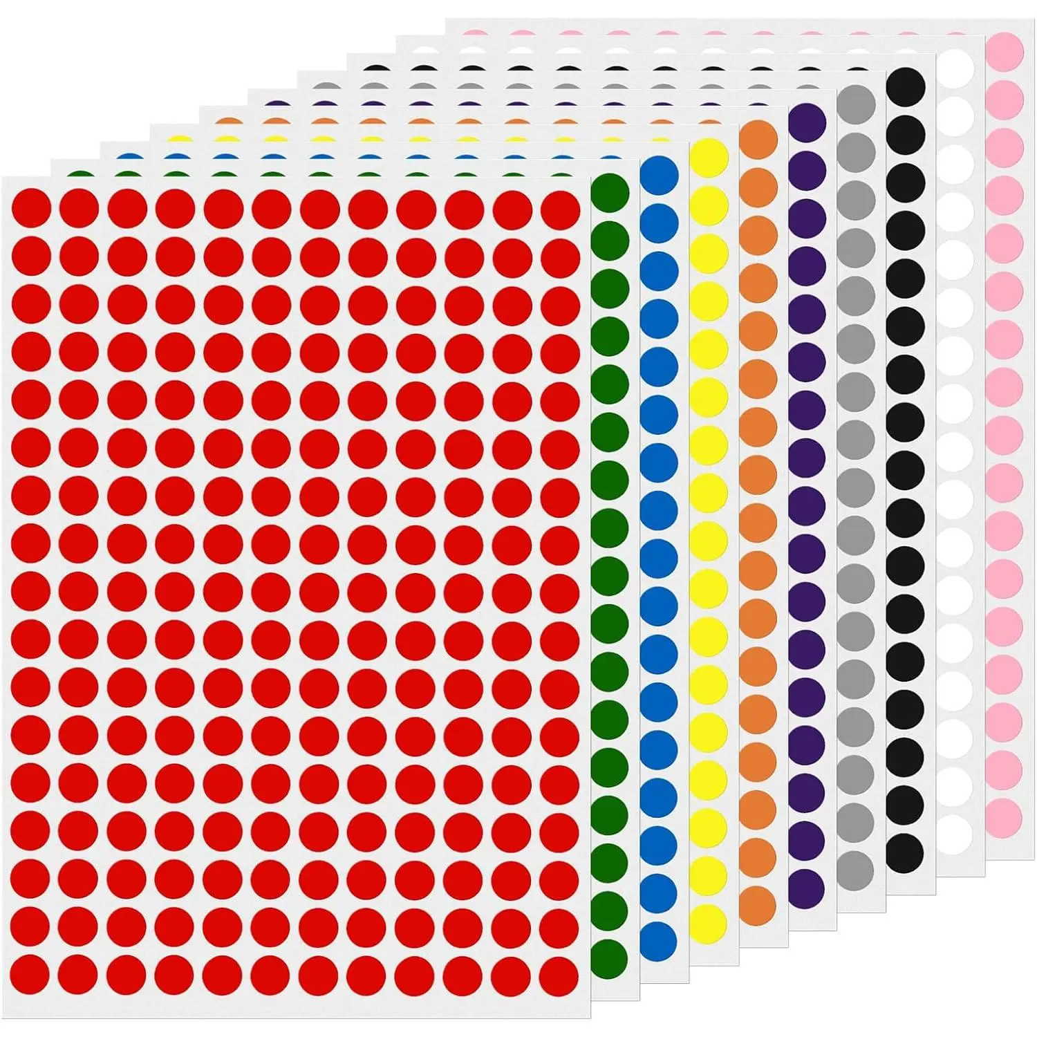 10 Colors Round Labels 0.4 Inch Vinyl Dot Stickers Self-Adhesive Removable Color Coding Decals Waterproof Circle Tag for Office Home Inventory 2040 PCS