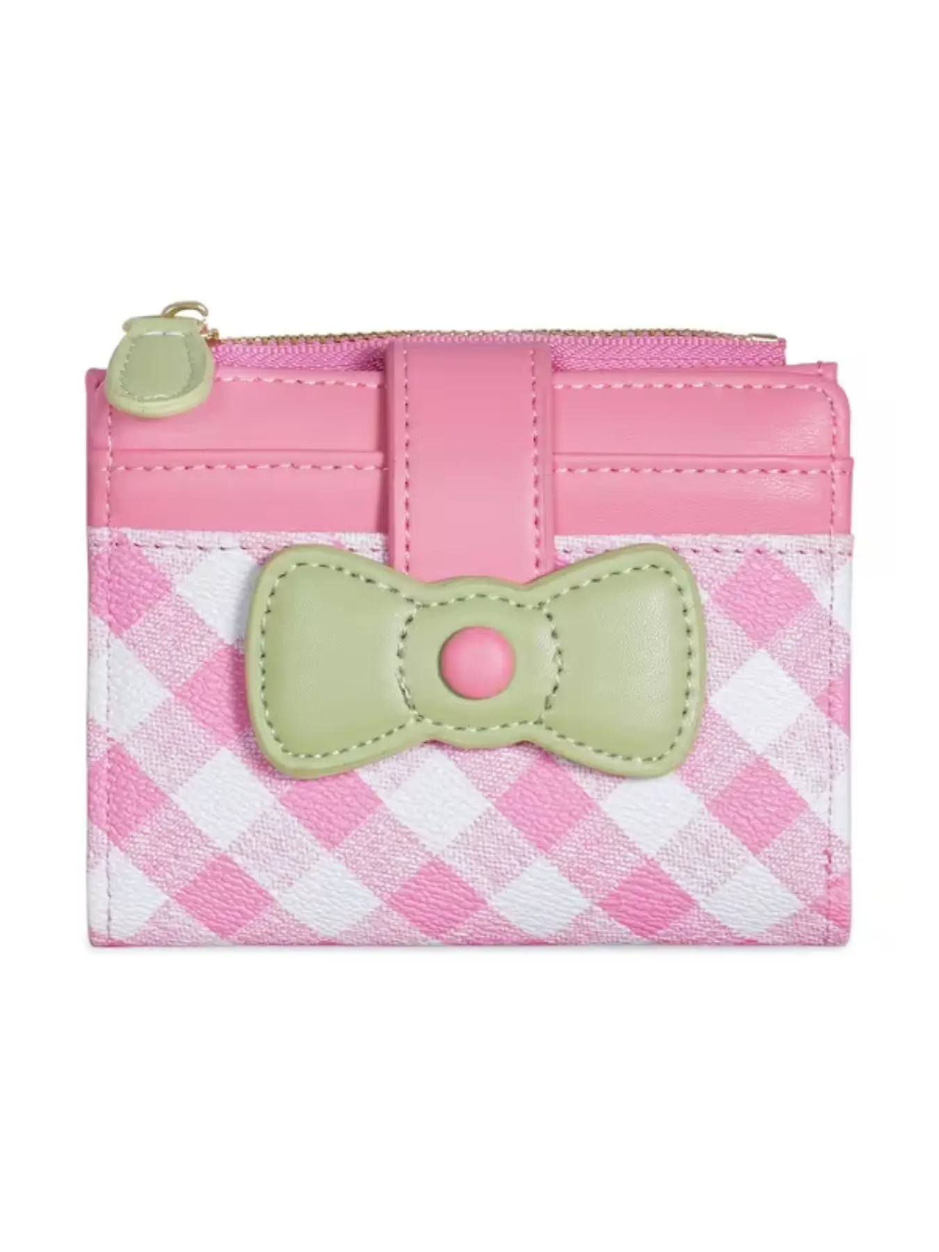 Dopamine Bow Grid Short Wallet for Girls, Sweet and Cute Teenage Heart Multi-Card Holder, Compact Coin Purse, Fashionable Accessory