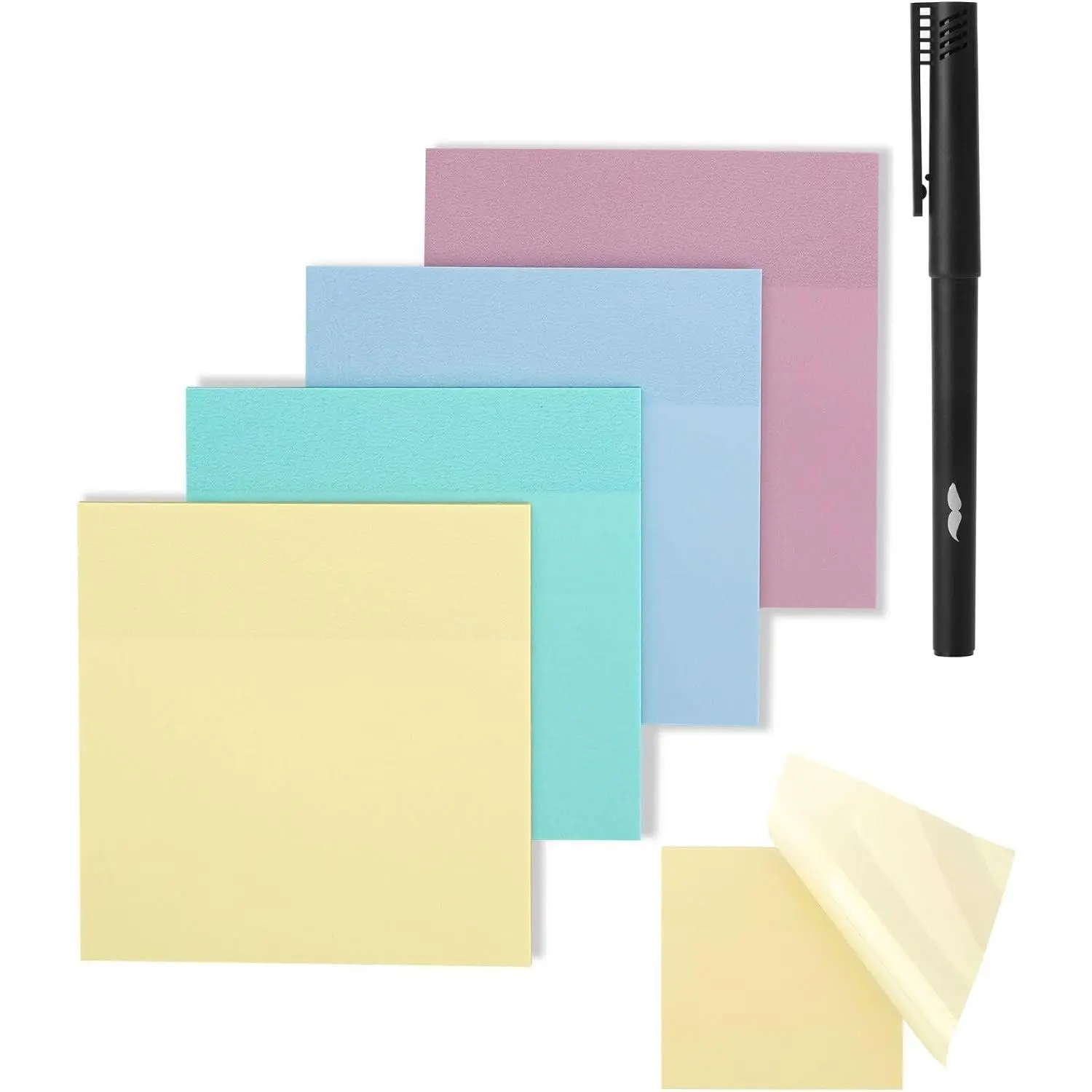 - Transparent Sticky Notes, 3" x 3", 4 Pads, 200 Sheets | Morandi Colors, See Through Self-Adhesive Notes with Fineliner for  Journaling and Studying, Water-Resistant