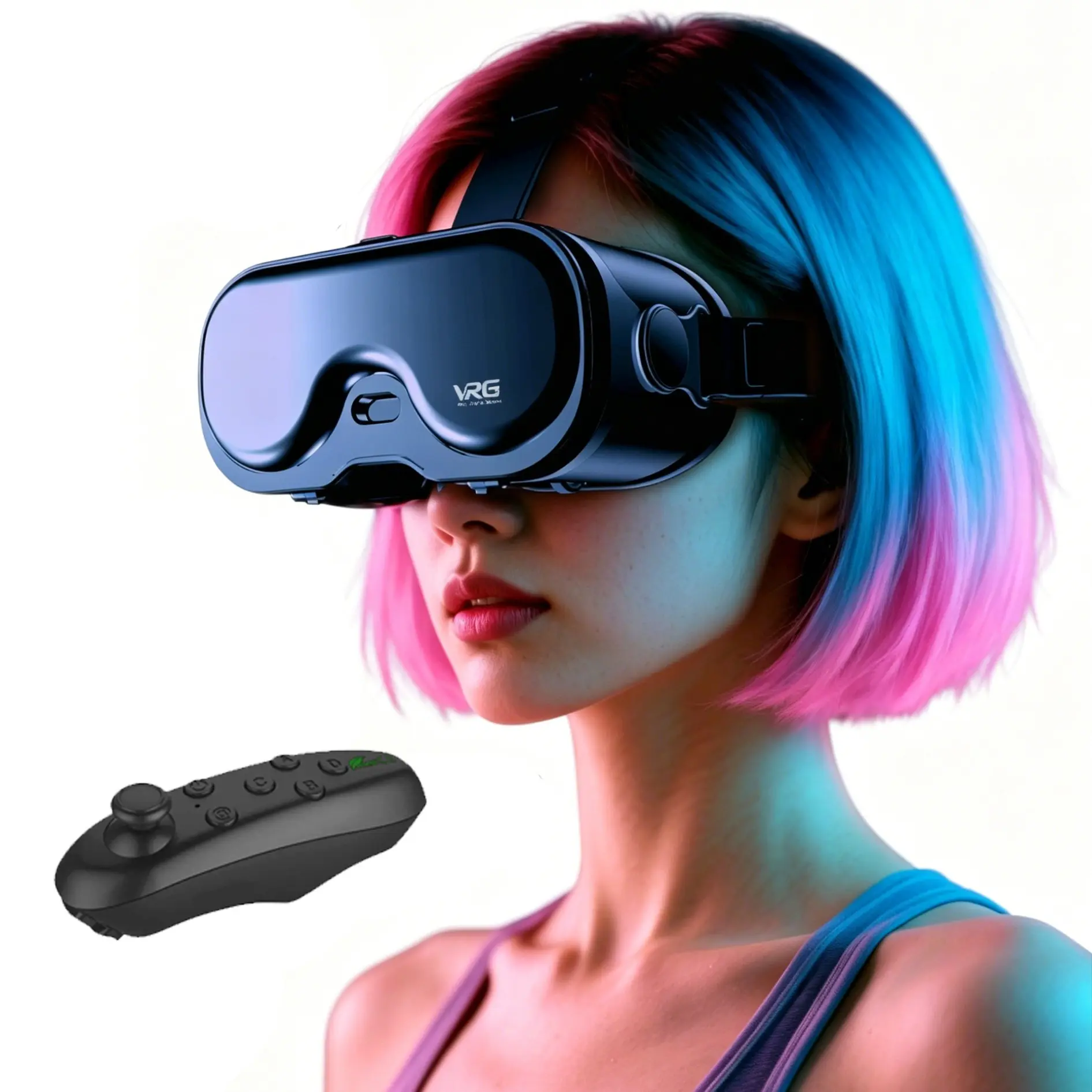 VRG Cell Phone Virtual Reality 3D VR Glasses Headset Goggle Helmet Device Lenses Smart For Smartphone Mobile Viar Realidade Controller game video Viewer Hedset augmented Gogle film gamer joystick Accessories machine movie wearable Set