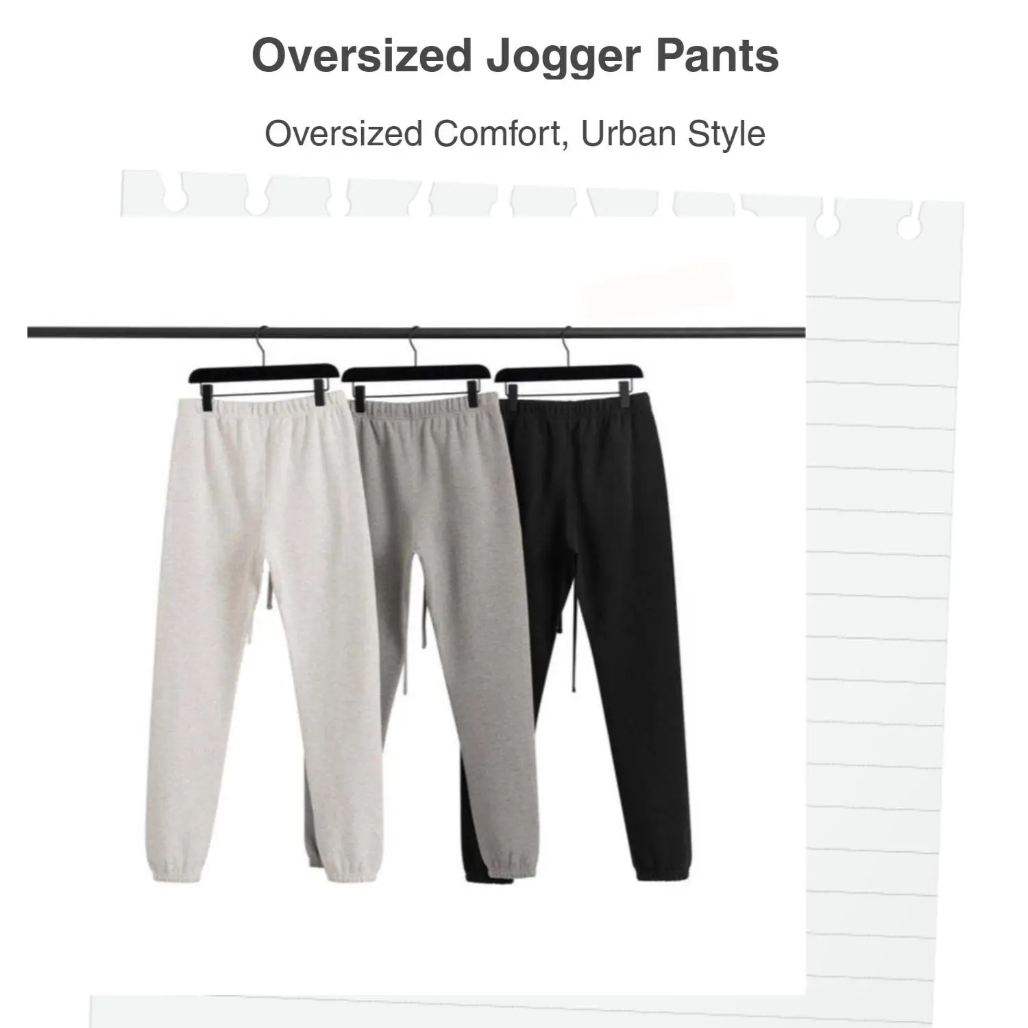 Men's Sweatpants Street Style Limo Black Joggers Oversized Fit Cuffed Design for Effortless Urban Look