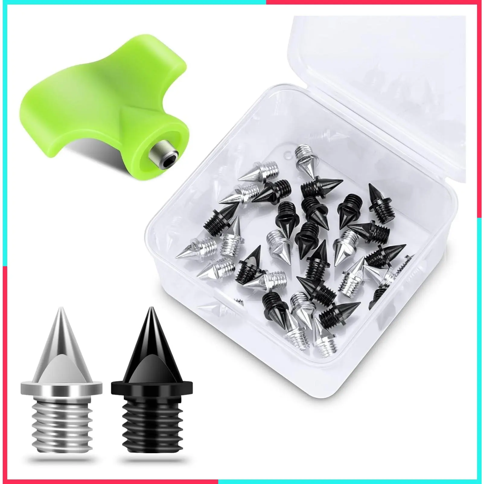 1/4 Inch Carbon Steel Track Spikes, 32 Pack Lightweight Replacement Spikes for Track Shoes, 0.47g Each, for Sprinting & Cross Country