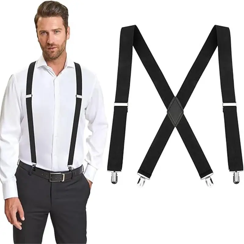 Suspenders for Men Women with Clips,Adjustable X-Back for Work, Men Suspenders for Jeans, Suspenders