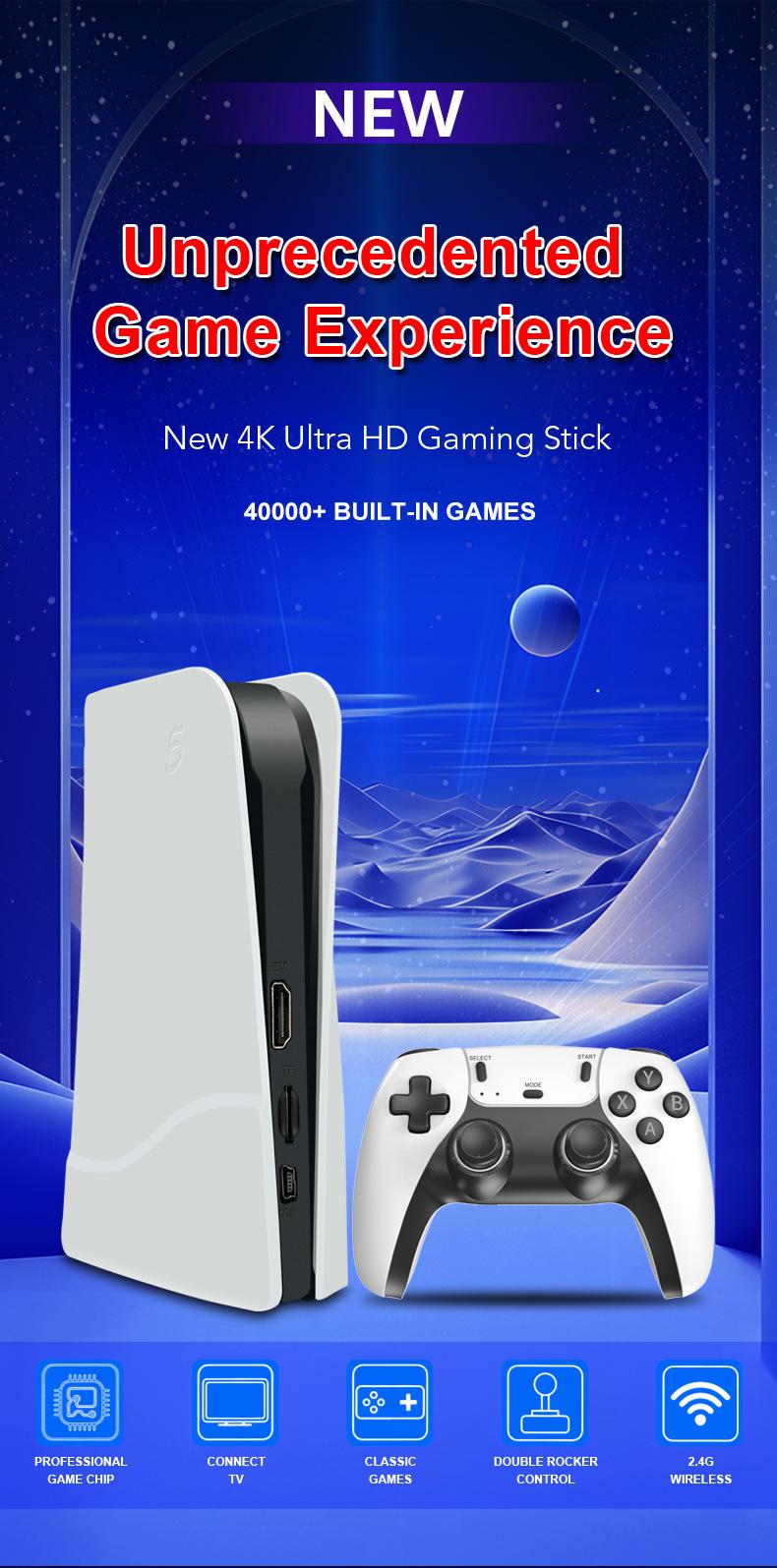 P5X Mini Retro Gaming Console, 4K HD Android System, Dual Wireless Controllers, Classic Arcade Game Player for TV