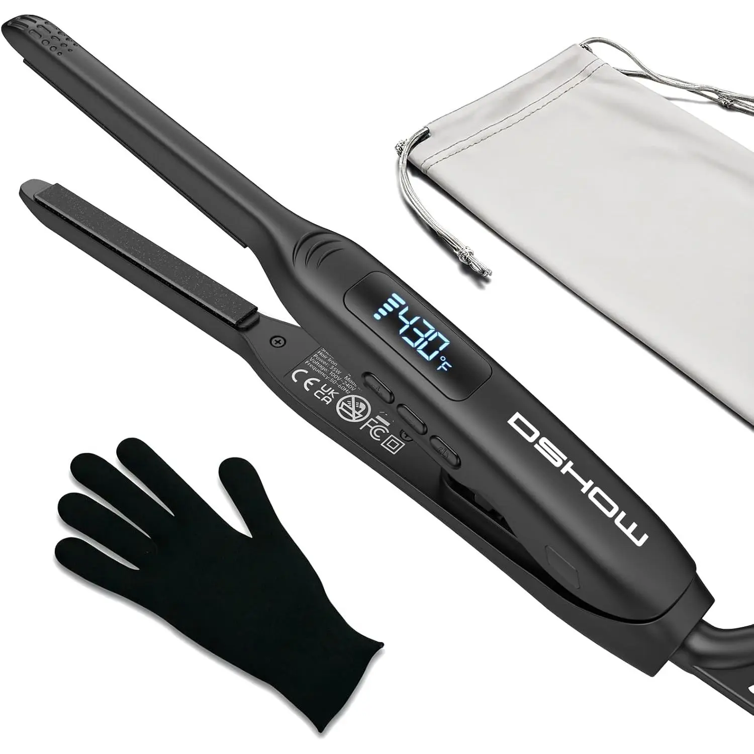 Small Flat Irons for Short Hair, 3/10'' Pencil Flat Iron, Pixie Cut and Bangs, Mini Hair Straightener with LED Display, Tiny Hair Straightener with Temperature Adjustable, Auto Shut OffGift.