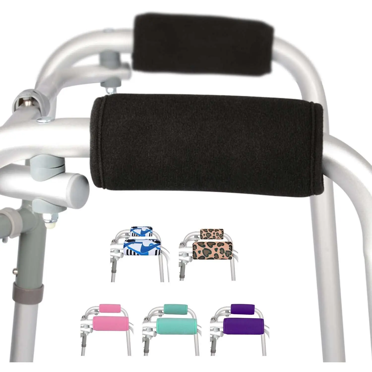 Walker Grips (2 Pack), Soft Padded Hand Covers, Non-Slip Comtable Cushion Padding  Folding Walker Handle, Moisture Wicking Mobility Accessory