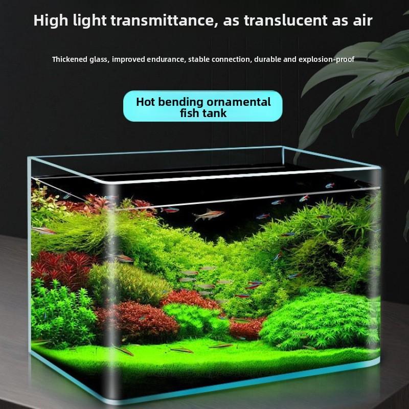 Curved Glass Fish Tank Small Living Room Fish Tank Glass Aquarium Ecological Goldfish Tank Home Aquarium