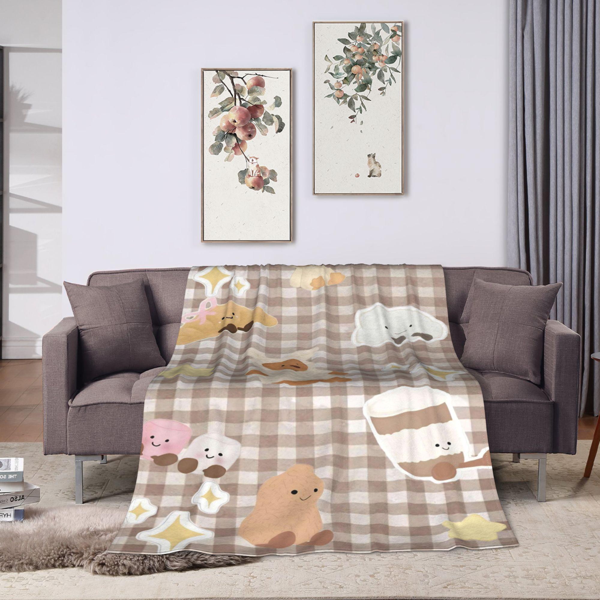 Viral Plush J-Jelly C-Cat Blanket Kawaii Room Decor Super Warm Flannel Throw Student Dorm Bedding Cozy Couch Accessory