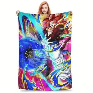 Goku Saiyan Power Flannel Blanket, Ultra Cozy Soft Throw for Living Room, Travel, Sofa, Bedroom, Outdoor Leisure, Birthday Gift