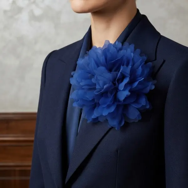 20cm/7.87in Black Organza Large Peony Flower Brooch, Hand-Stitched Sewing Appliqué, 1-Shoulder Formal Evening Gown Accessory, Refined Clothing Decoration Patch (Festive & Party Supplies)