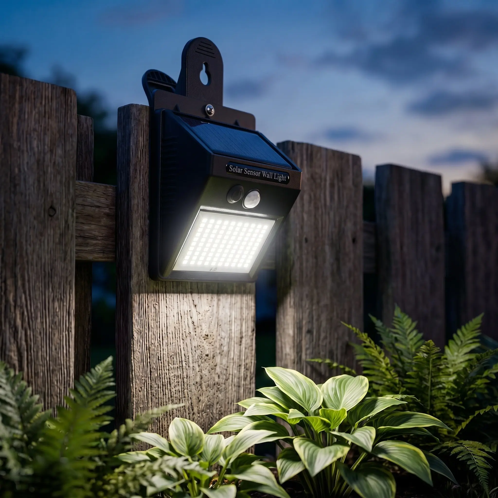 Solar Motion Sensor Wall Light, No Drill Clip-On Outdoor LED Lamp, Solar Powered for Patio Fence Stairway Security Lighting Solar Pathway Light