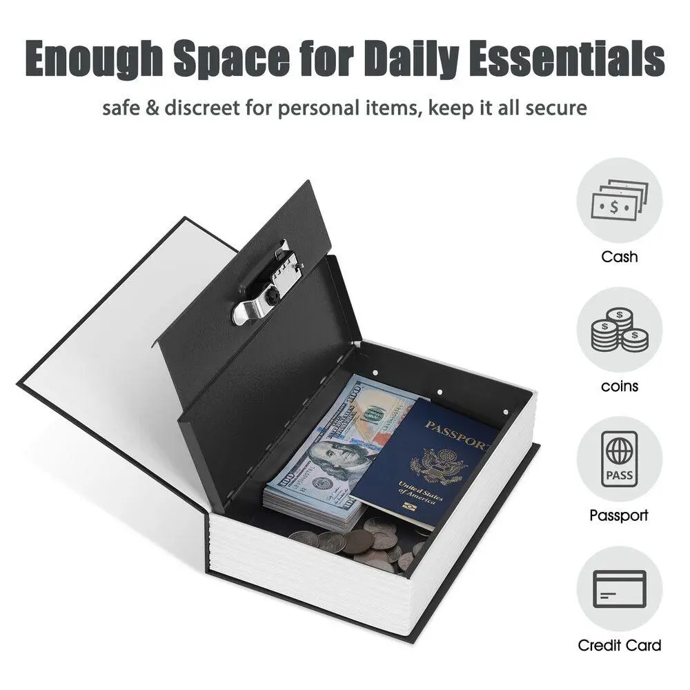 Hardcover English Dictionary-Shaped Hidden Safebox with Code Lock, Security Safe Box for Home Supplies, Money Safe for Cash Discreet Storage for Bookshelves