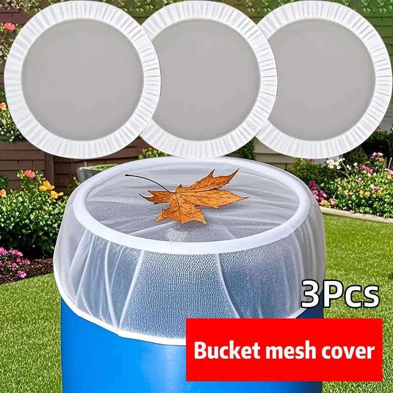 3pcs Durable Polyester Mesh Cover, Outdoor Rain Barrel Mosquito & Leaf Protection, Fits Standard Rainwater Collectors, Functional Design