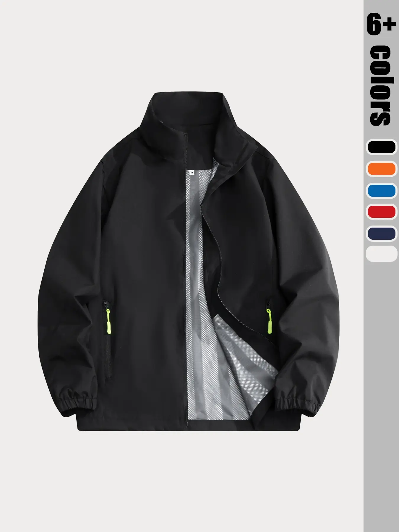 Unisex Stand Collar Waterproof Windproof Jacket, Lightweight Outdoor Hiking Raincoat, Zip Pockets, Loose Fit, Breathable, Multiple Sizes