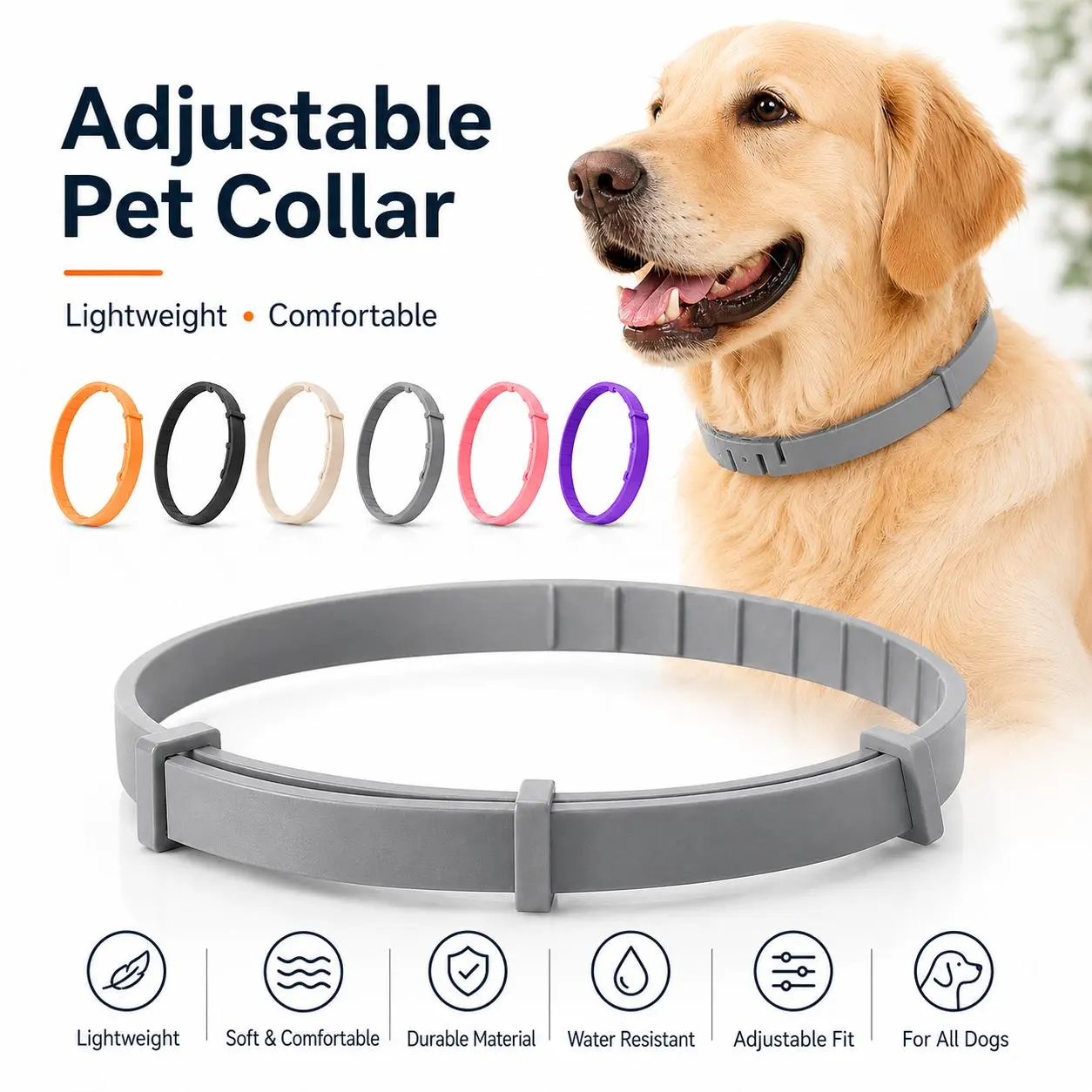 Dog Collar for Large Dogs Over 18 lbs, Adjustable Fresh Scent Lightweight Pet Collar for Everyday Wear, Walks & Outdoor Use