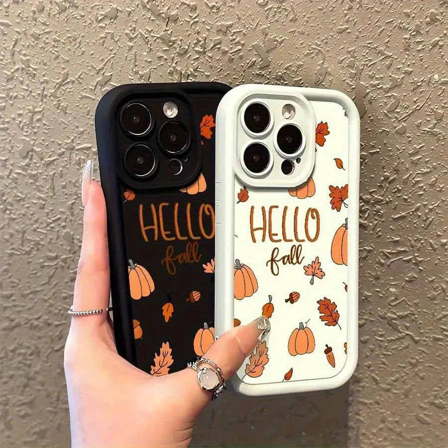 Pumpkin Maple Leaf Pattern TPU Phone Case - Shockproof Slim Shield, Unisex Timeless Design Phone Accessories for iPhone/Samsung Models, Protector Casing Cover