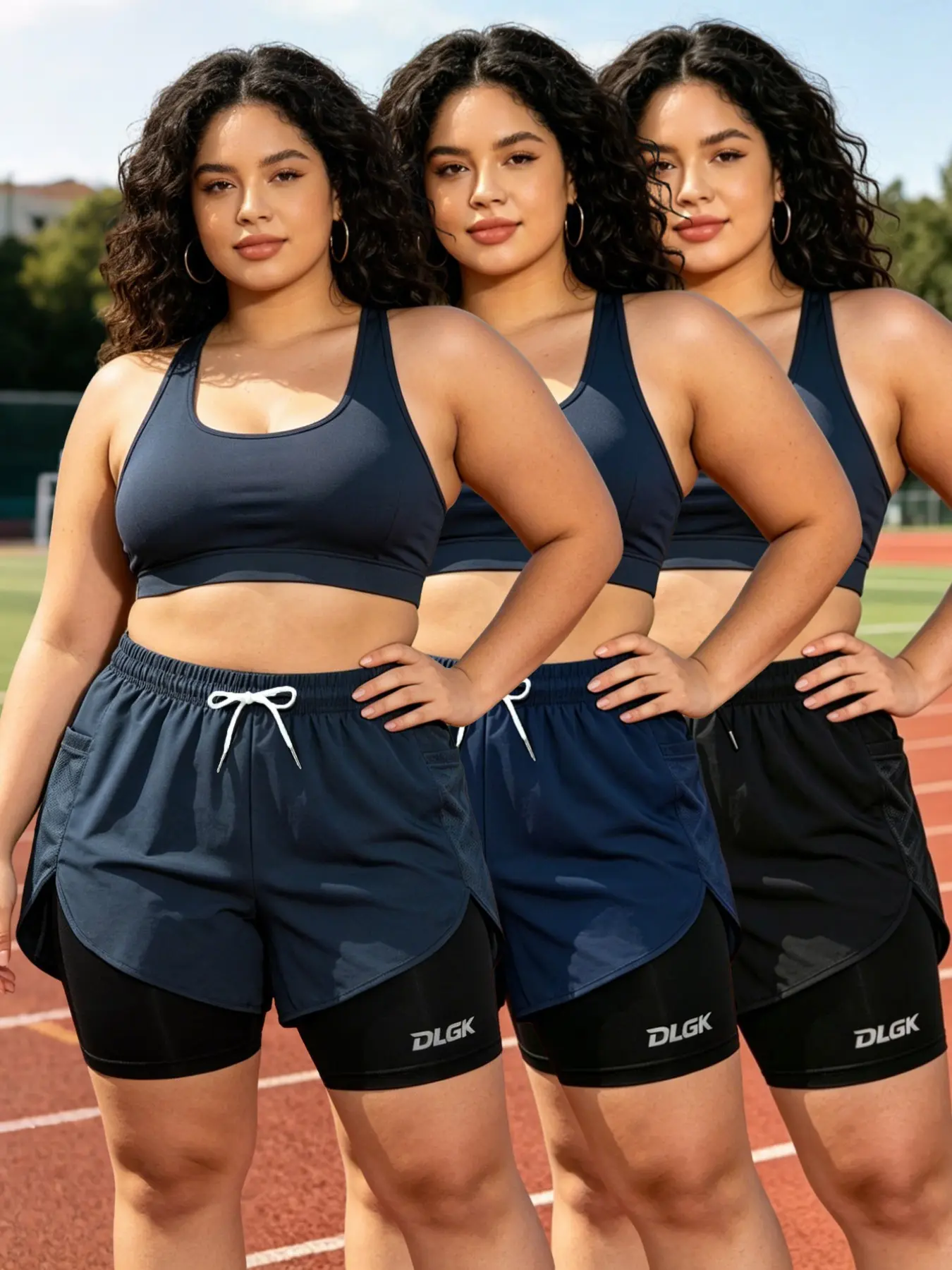 3-Pack Women's Plus Size Sport Shorts, Double-Layer Anti-See-Through Lining, Loose-Fit Breathable Quick-Dry Fitness Running Shorts, Active Athletic Shorts