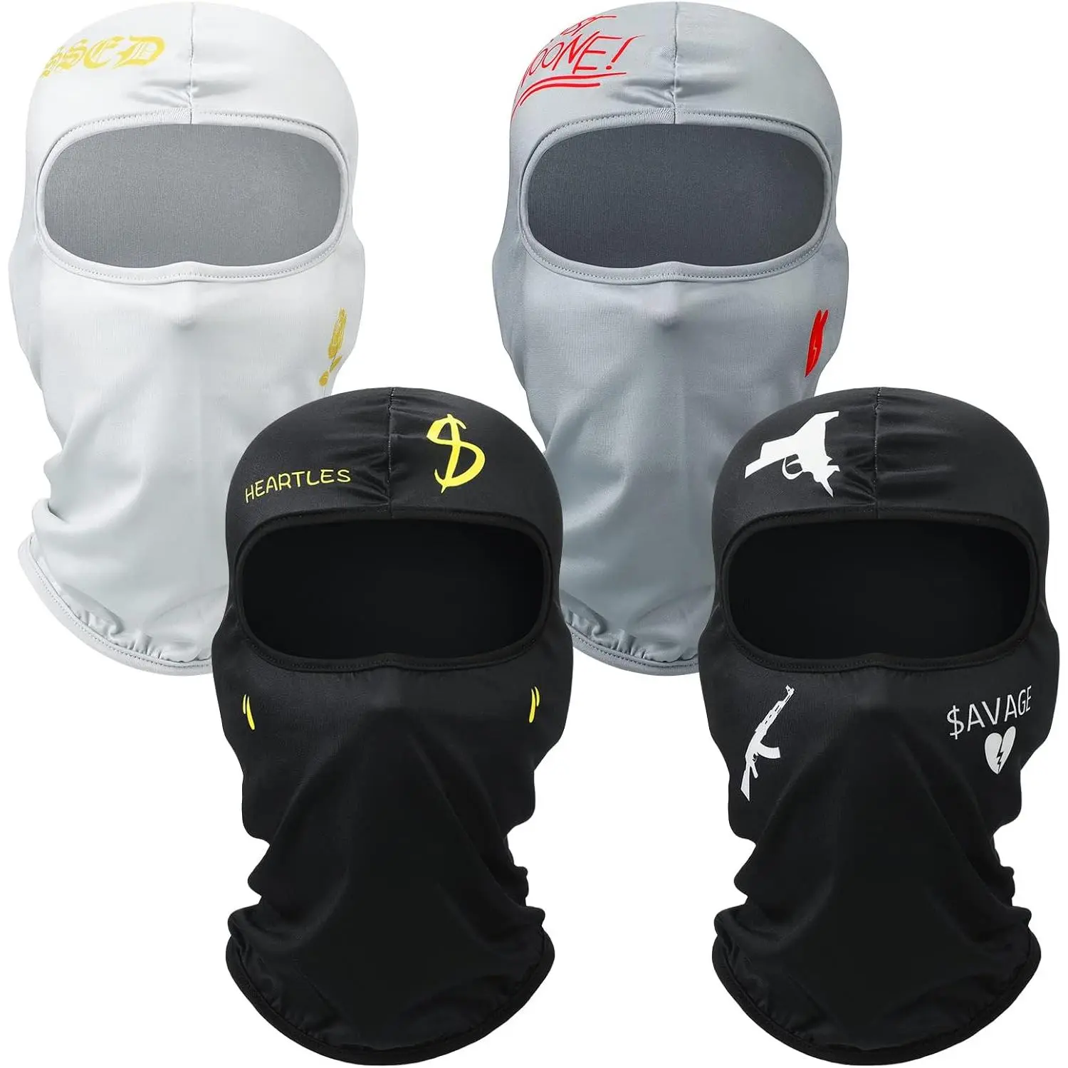 Wesiti 4 Pcs Motorcycle Balaclava Helmet Liner UV Sun Protection Breathable Full Face Cover Mask for Men Women Summer Riding