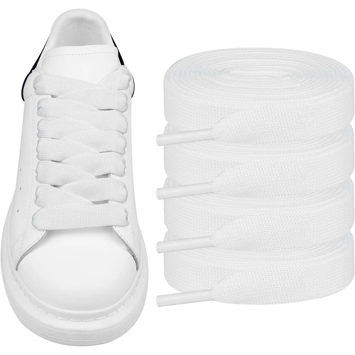 New Shoe Laces for Alexander McQueen Replacement Shoelaces Strings | 2 Pairs | 15MM Flat Laces | Material: Polyester