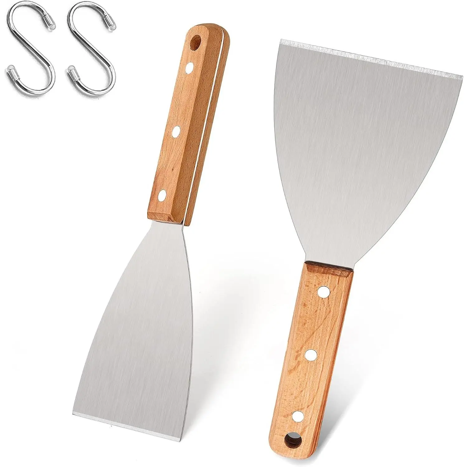 Metal Griddle Spatula Scraper Tool For Barbecue , 2 Pack