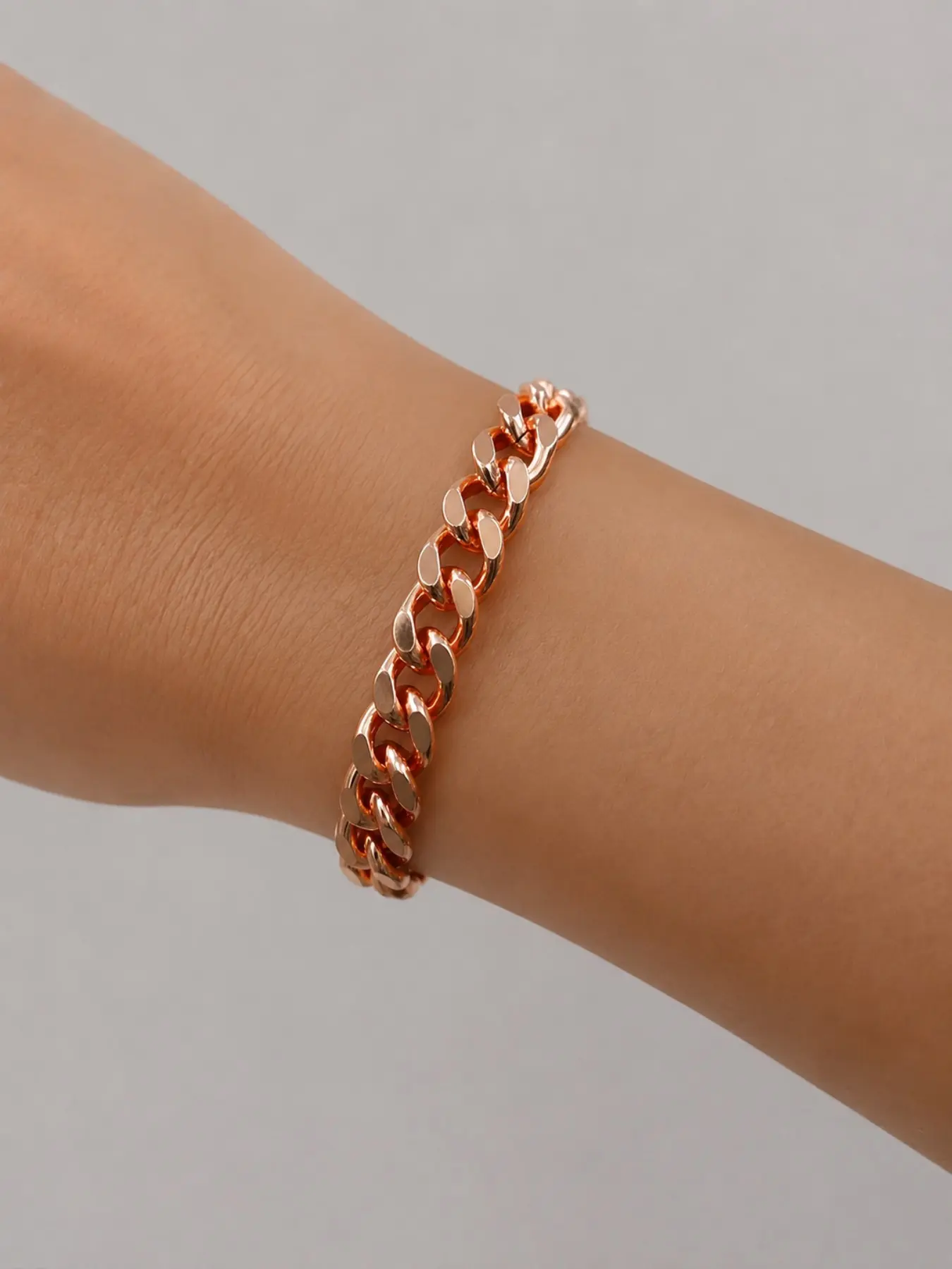 Pure Copper Cuban Chain Bracelet, 5–12 mm Wide Chunky Link Unisex Copper Metal Bracelet, Handmade Concave Chain Jewelry for Men and Women