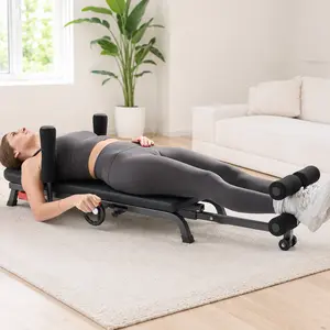 SUNNY Adjustable Decompression Bench Full Body Inversion Traction Stretch Machine 400 lbs Capacity Lumbar Stretching for Flexibility Mobility Posture Support Spinal Sciatica Disc Lower Back Pain Relief Home Gym Recovery Workout Bench Equipment Comfortable