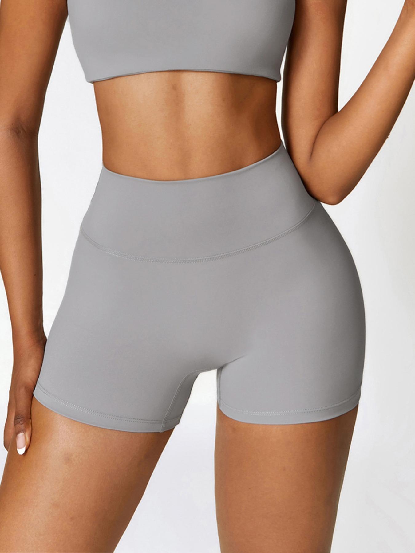 Women's Solid High Waist Sports Shorts, Gym Shorts, Athletic Shorts, High Stretch Breathable Comfortable Quick Drying Skinny Shorts, Ladies Sportswear for Yoga Gym Workout Running, Tight Fitted Shorts