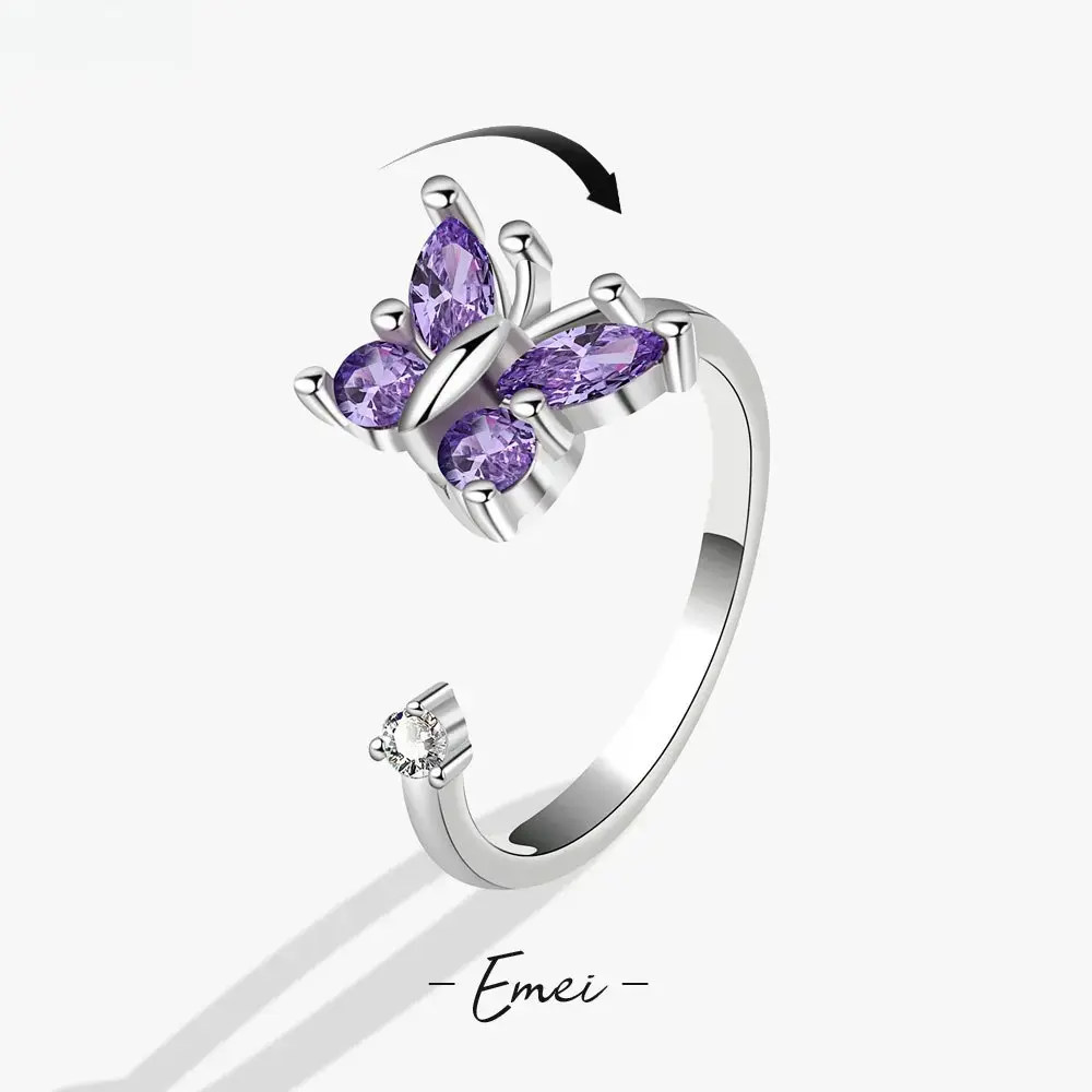 Women's Adjustable Opening Rotating Openwork Butterfly Ring - Elegant Fashion Female Finger Jewelry for European & American Sports & Outdoor Enthusiasts, Cross-Border INS Niche Cold-Wind Accessories