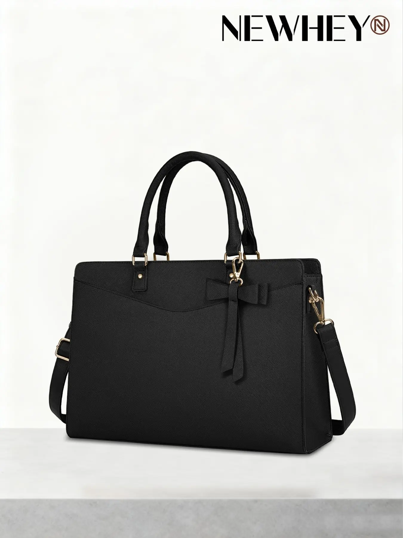 15.6 Inch Laptop Bag for Women, Waterproof PU Leather Tote, Large Capacity Business Briefcase, Casual Shoulder Handbag for Office, College, Travel