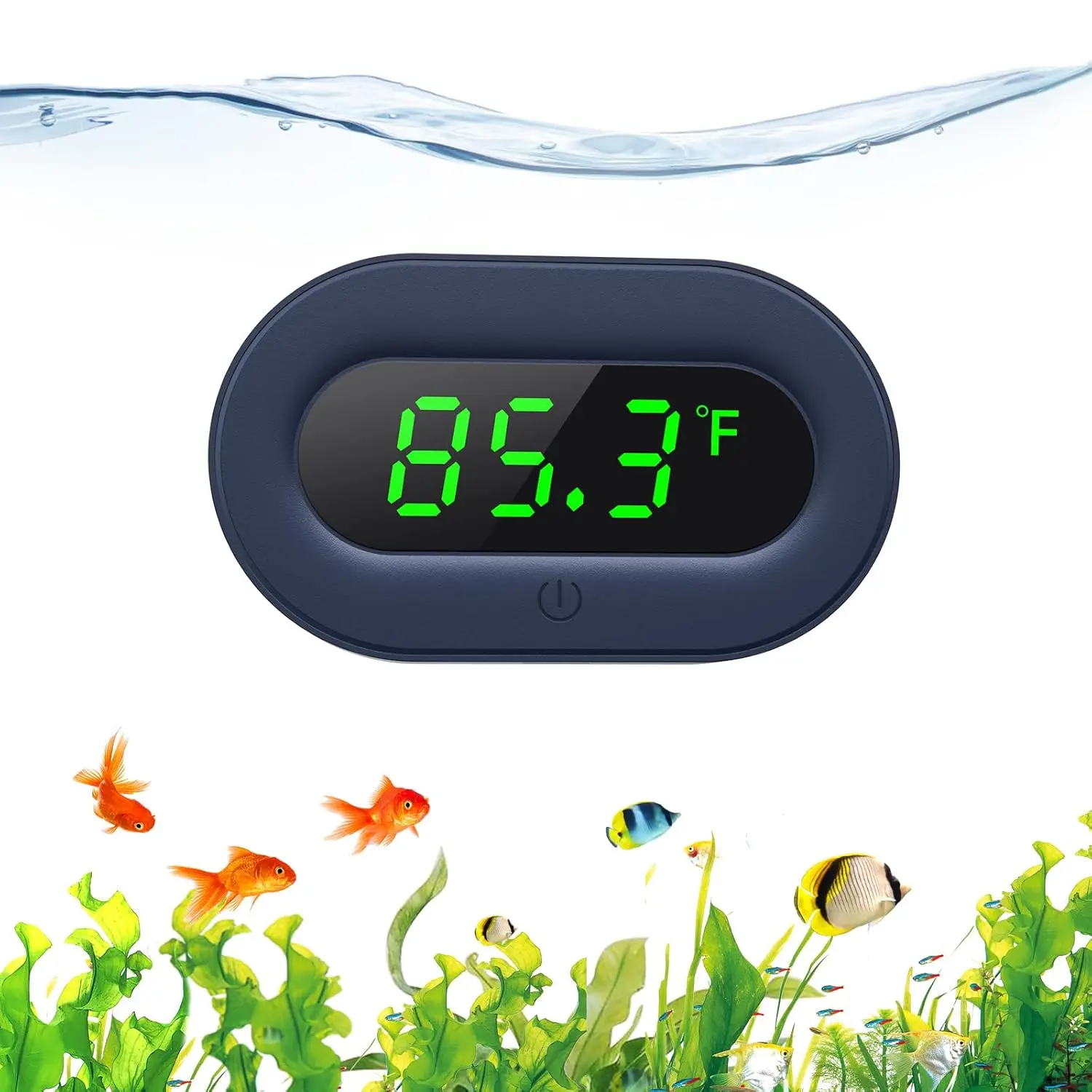 Aquarium Thermometer Digital, LED Display Fish Tank Thermometer Stick On Highly Accurate to ±0.9℉, Wireless Temperature Measurement for Fish, Betta, Aquatic, Replaceable Battery, Digital Thermometer, 0°F To 140.0°F