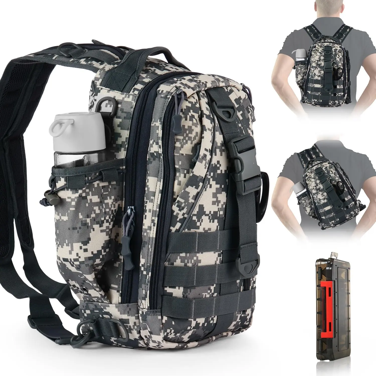 Fishing Backpack, Fishing Bag with Tackle Box, Compact Fishing Tackle Bag, Fishing Tackle Backpack with Rod Holder for Outdoor Sport Fishing Gifts for Men Women