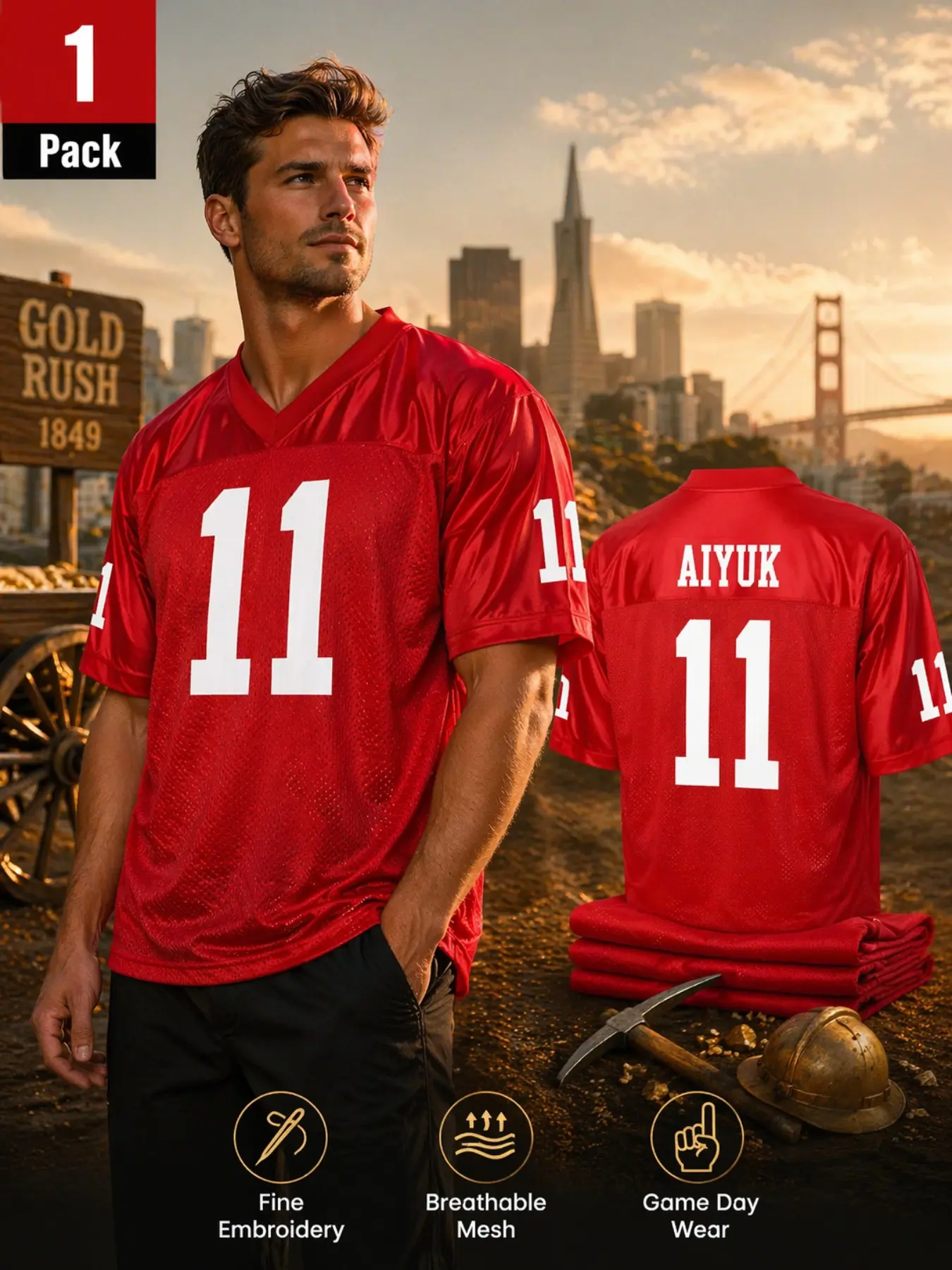 Men's #11 American Football Jersey Number Embroidered Breathable Mesh V-Neck Short Sleeve Fan Edition Sports Uniform for Training Game Day