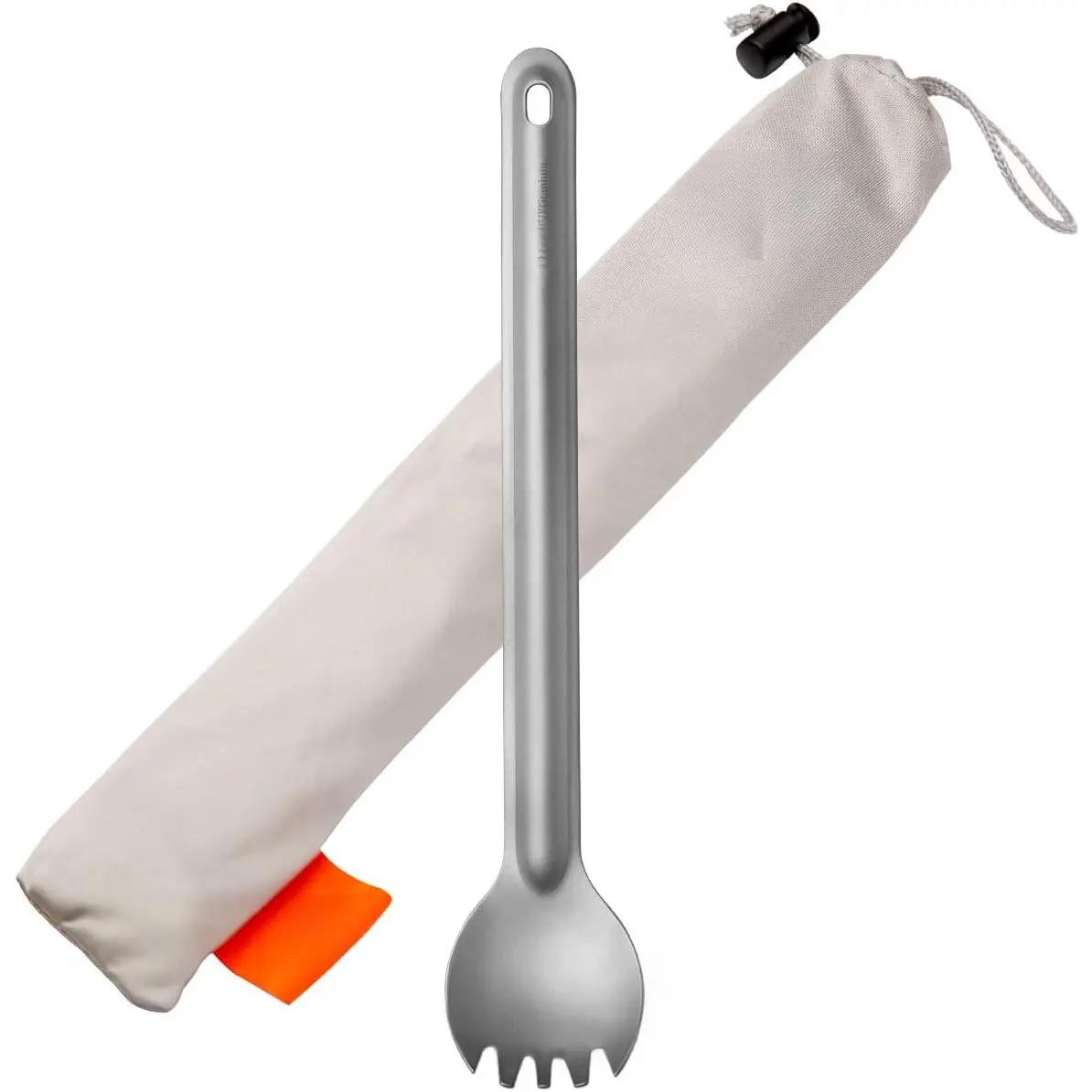 Titanium Long Handle Spork and Spoon Eco-Friendly Ultralight Portabale Flatware  Outdoor Camping Backpacking Hiking Travel Picnic Tableware with Bag(Spork)