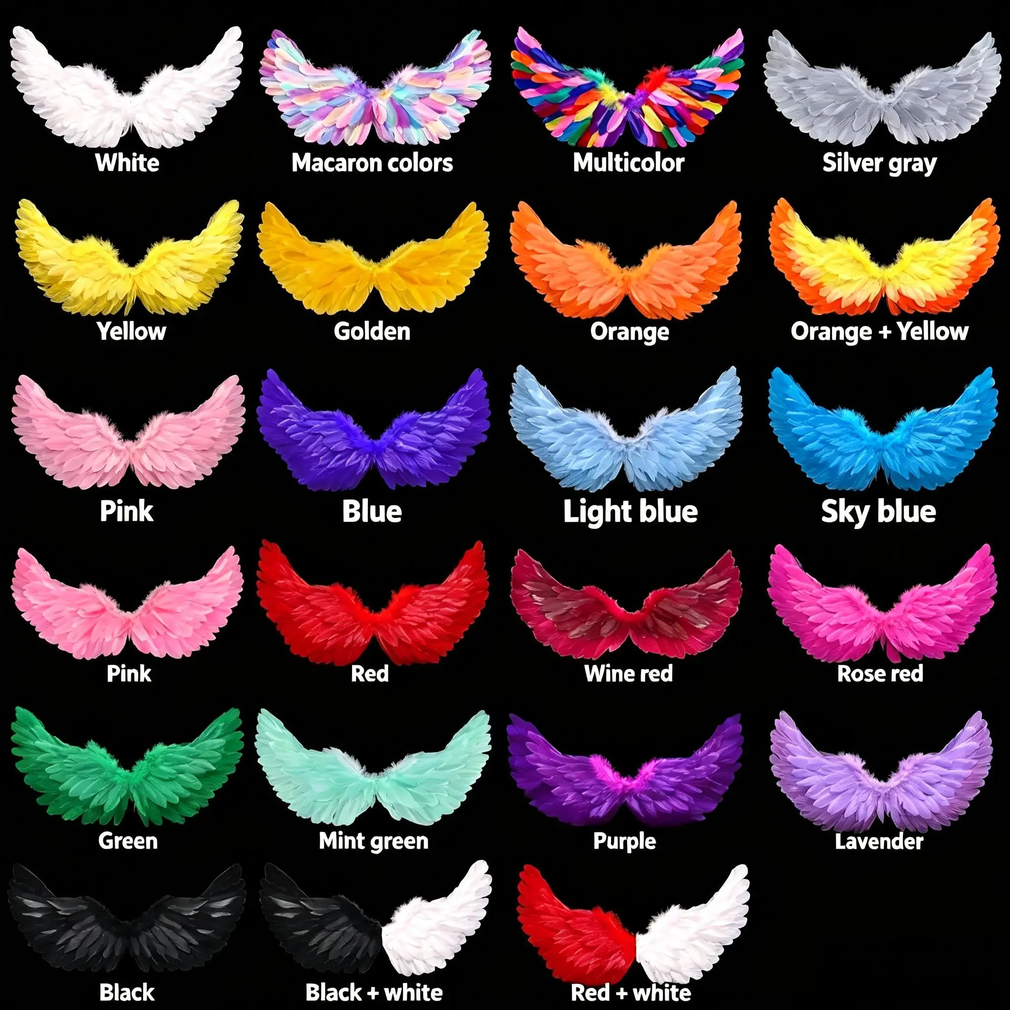Kids Swallow-Shape Angel Feather Wings Festive & Party Back Accessory - Adjustable Strap Props, Cosplay Wear, Hygienic Feathers, Multi-Size for Halloween, Photoshoots, Parties