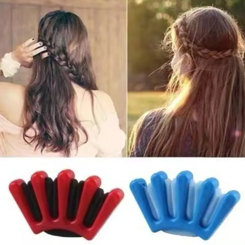 Women's 5-Finger Hair Braider Tool - Lazy DIY Sponge Braid Roller, Quick Easy Twists Styling Accessory, Pain-Free Velvet Expandable Bun Holder with Simple Grip & Reusability, Korean