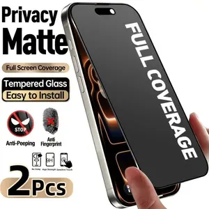 2-Pack Matte Privacy Tempered Glass Screen Protector, Full Coverage, Touch-Responsive, Compatible with iPhone Series, Ultra-Thin Design
