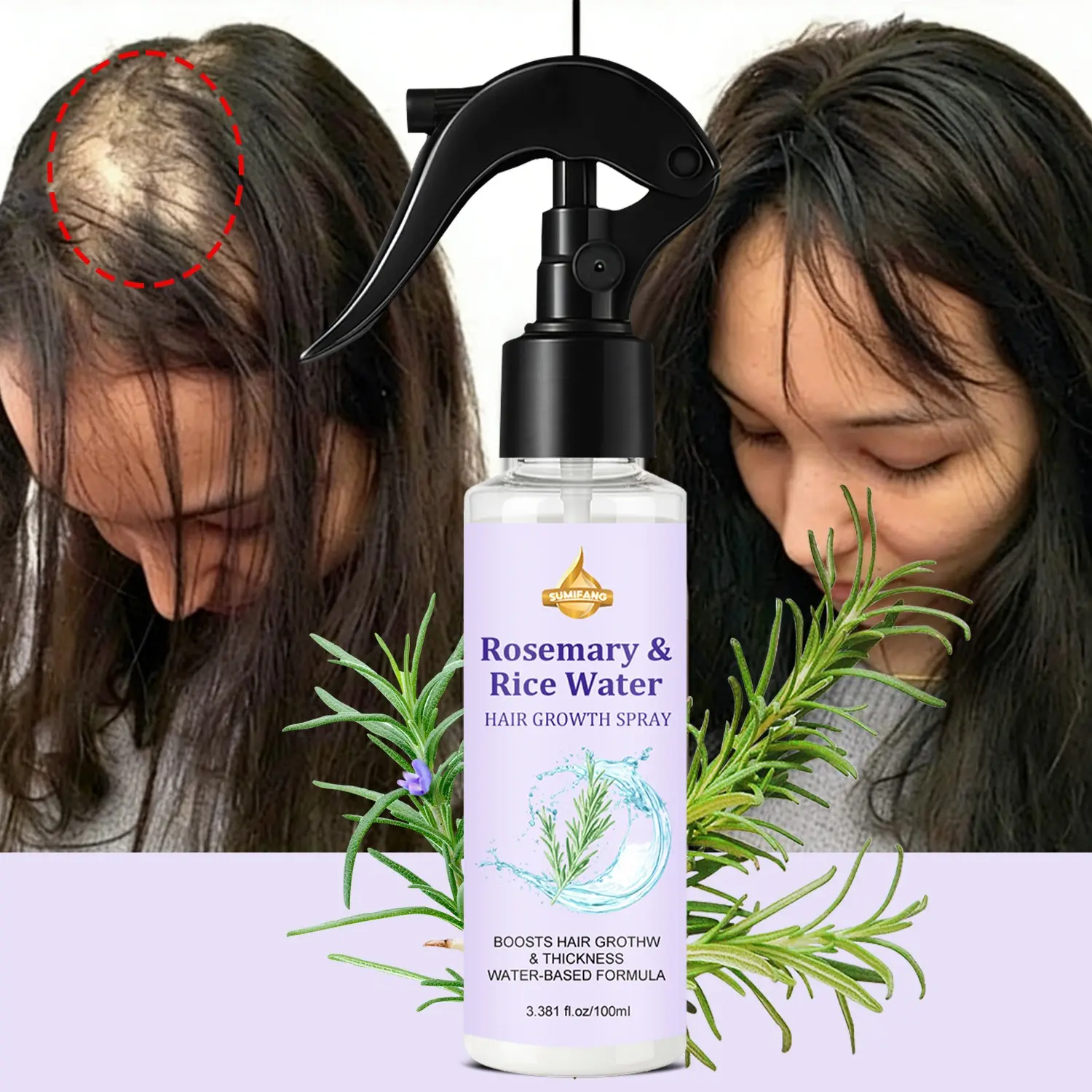 Refreshing Watery Scalp Mist, Water-based, non-sticky, Natural Haircare Formula, Gentle Hair Care, Hair Care Treatment, Fine mist reaches hair roots, Rosemary extract soothes scalp, Lightweight, Suitable for all scalps, post-workout freshness
