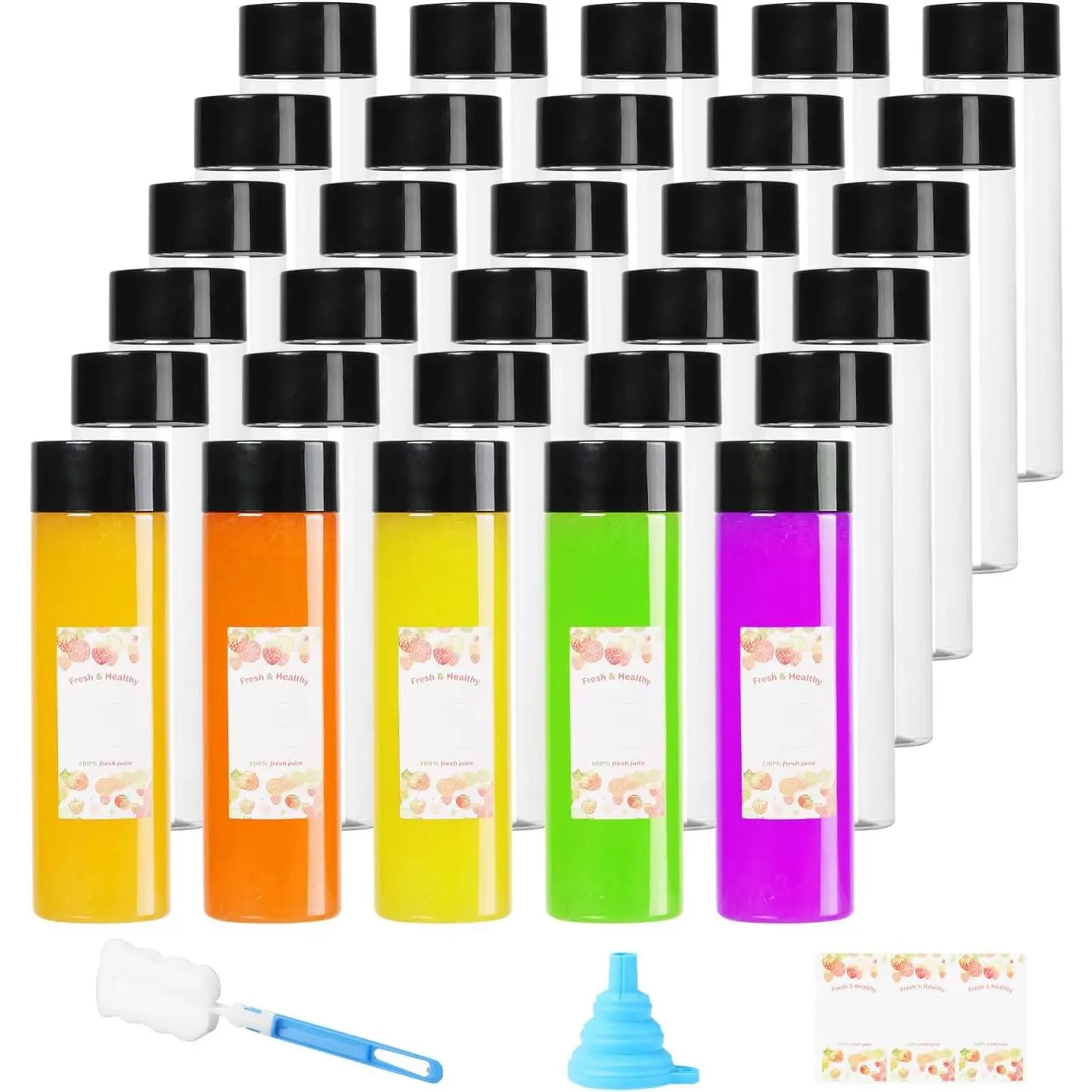 15 count 12Oz Round Plastic Juice Bottles with Caps, Empty  Clear Bottles with Leak-Proof Lid, Bulk Water Containers for Cold Drinks, Smoothie and Beverages