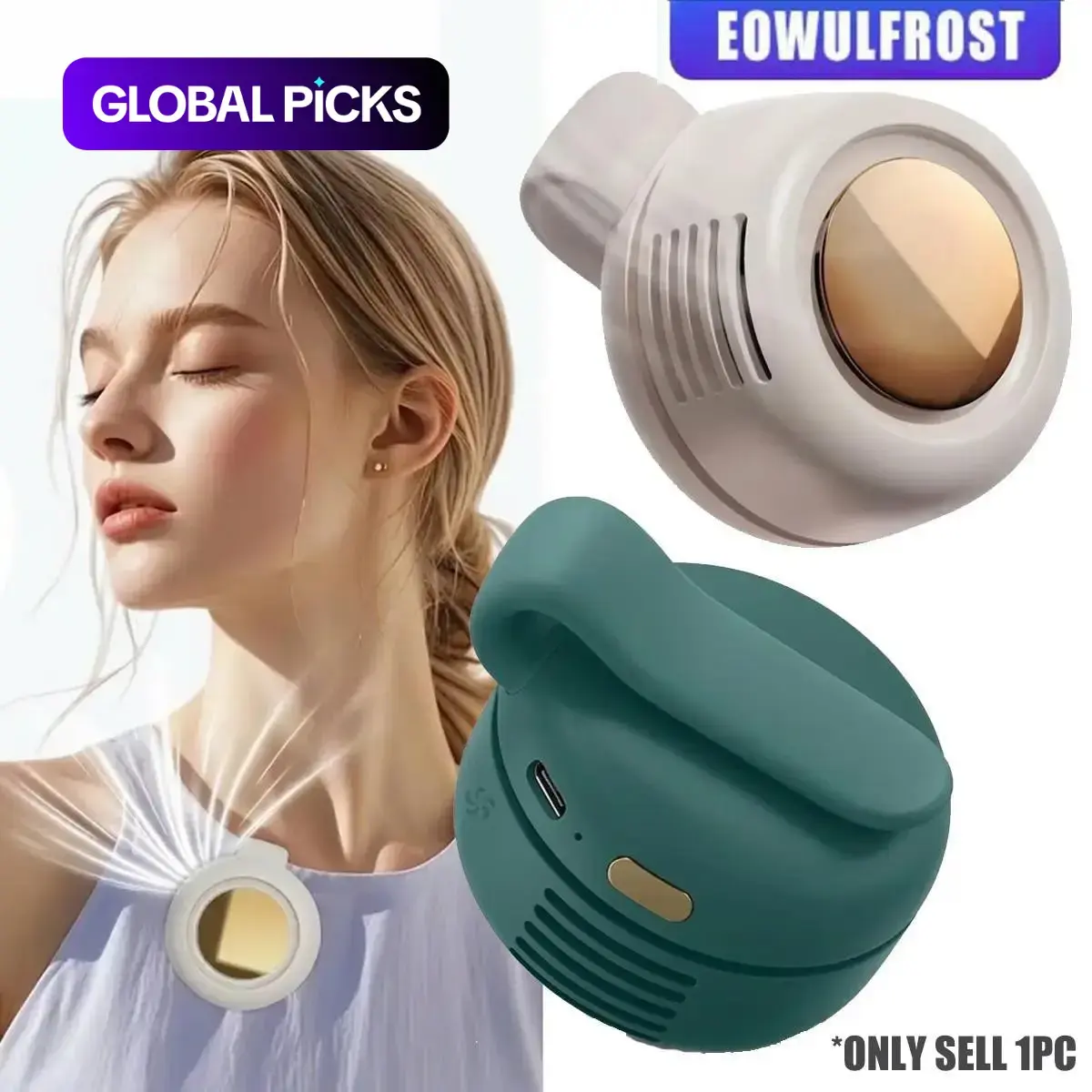 EOWULFROST Portable Handheld Bladeless Fan, USB Rechargeable Mini Cooling Fan for Summer Outdoor Travel Birthday Gift #GLOBAL PICKS