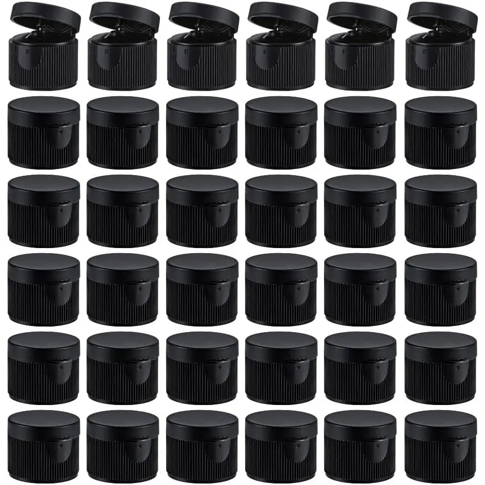 100Pcs Black Flip Top Dispensing Caps Reusable Plastic Bottle Caps for Shampoo Moisturizer Squeeze Bottles - Inner Diameter 20mm