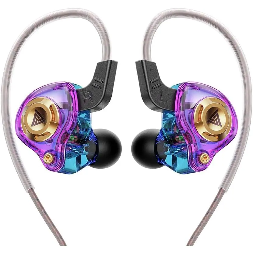 Wired Gaming Earbuds in-Ear Headphones HiFi Game Head Phones in Ear Monitors Deep Bass Sound Wired-Earbuds with 1DD 10mm Dynamic Driver Inear Earphones IEM for Music Gaming Video Calling (Purple)