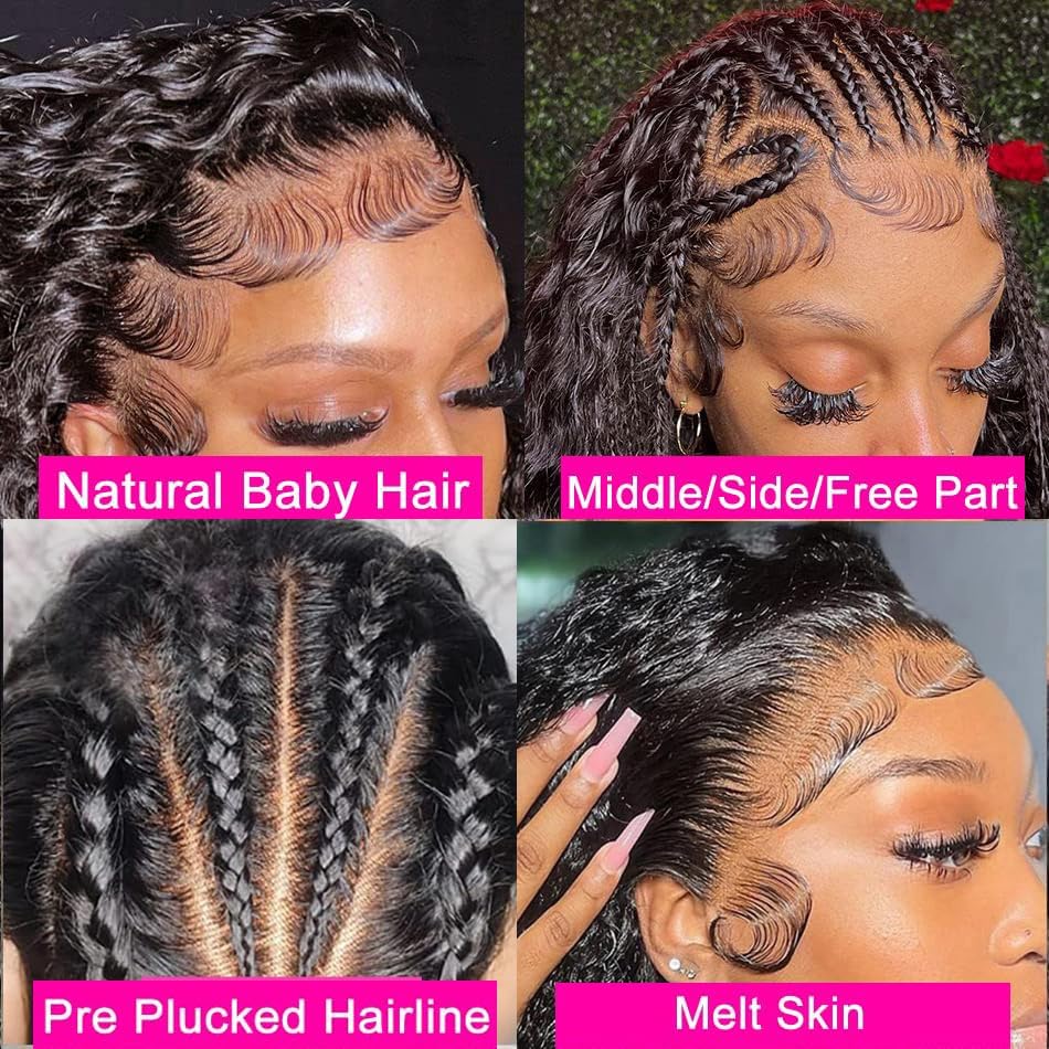 Bling Hair Clearance Sale 13x4 13x6 HD Transparent Lace Wig Deep Wave Brazilian Human Hair Lace Frontal Wig for Women Curly Pre Plucked 30 32 Inches 180% Natural Hairline #SummerVibes