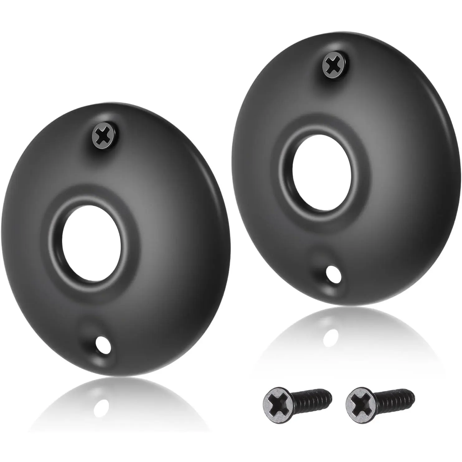 2 count  Door Knob Classic Old Style Door Knob Plates Round Rosettes Matte Black Doors Knobs Scar Plates  for Interior Doors