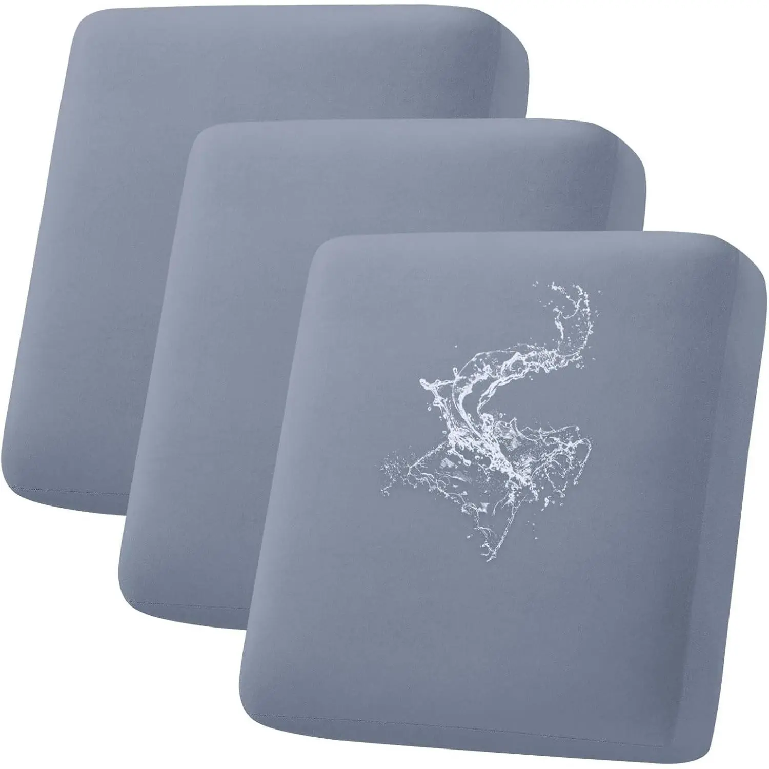 Waterproof Couch Cushion Covers, Stretch Sofa Couch Seat Slipcover for Dog Washable, Non-Slip Waterproof Outdoor Cushion Covers for Patio Furniture Replacement (3 Pieces, Grey)