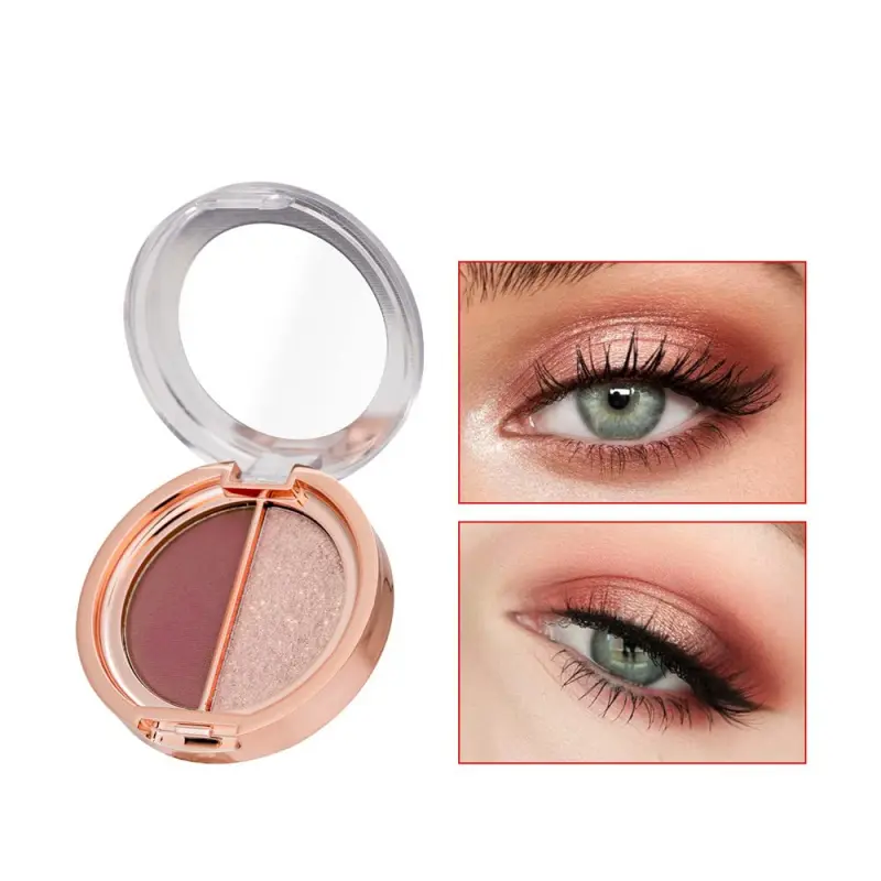 Double color eye shadow, high pigment eye makeup palette, matte shimmer metal eye shadow powder, waterproof and durable color eye makeup (03#Rose powder)