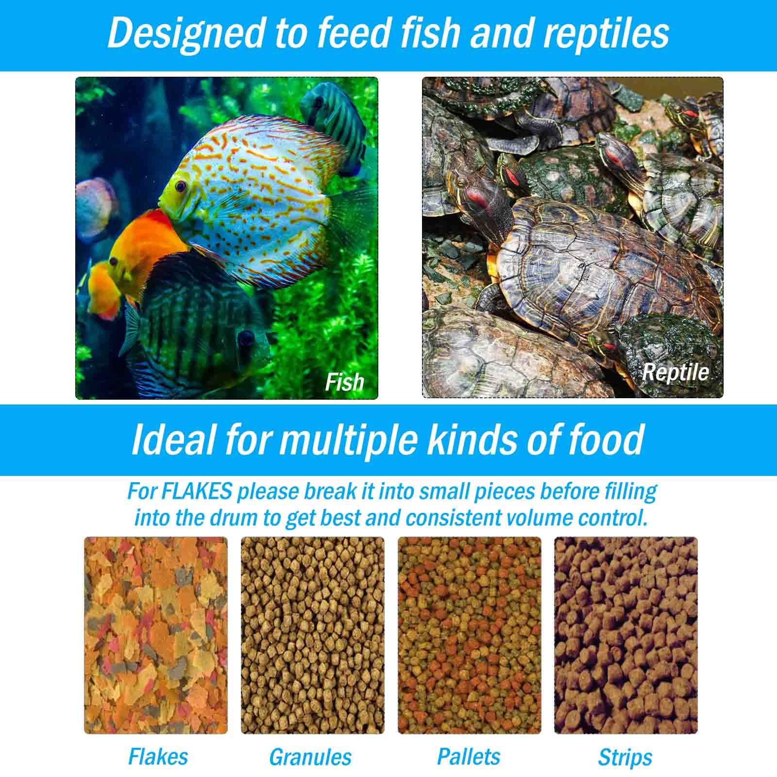 Automatic Fish Feeder for Aquarium, Fish Feeder Automatic Dispenser with Timer for Granules Pallets Strips, Volume Adjustable Pet Supplies