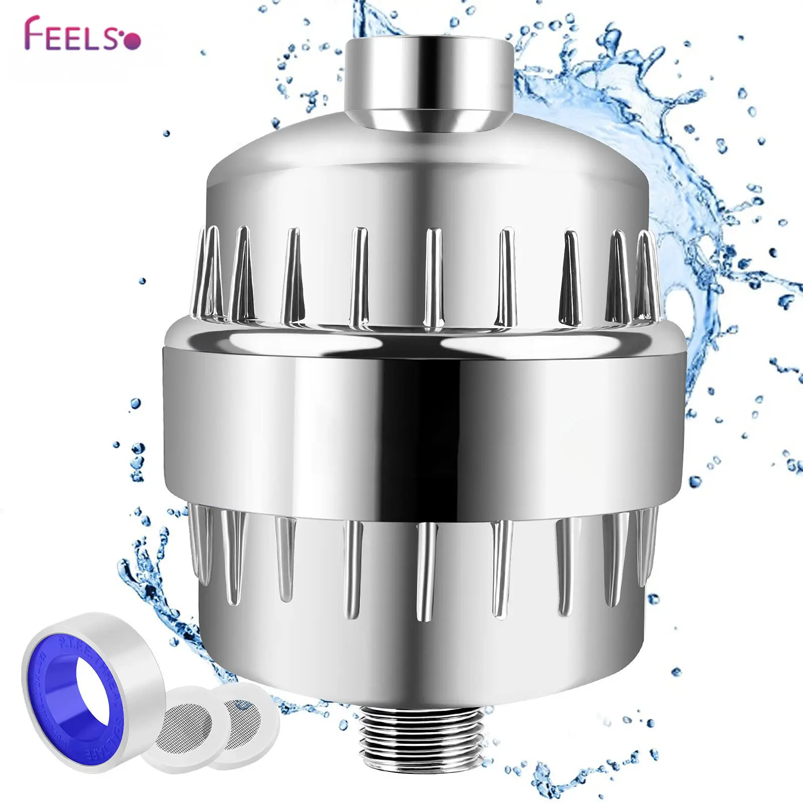 FEELSO Shower Filter, 36 Stage Shower Head Filter for Hard Water with Cartridges, High Output Shower Water Filter to Remove Chlorine, Fluoride and Other Impurities, Improves Skin Condition, Protects Hair